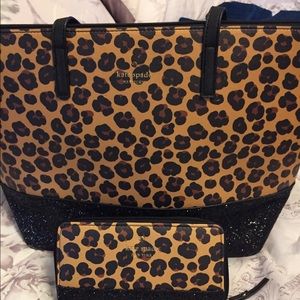 Kate Spade Leopard bag and matching wallet